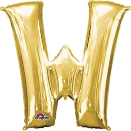 ANAGRAM 33 in. Letter W Gold Supershape Foil Balloon 78435